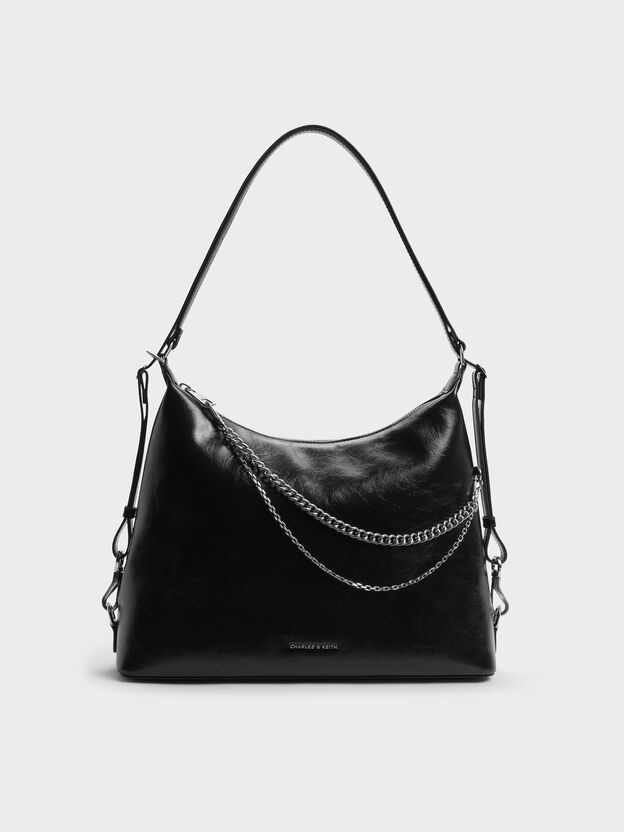 Atwood Chain Convertible Hobo Bag, Noir, hi-res