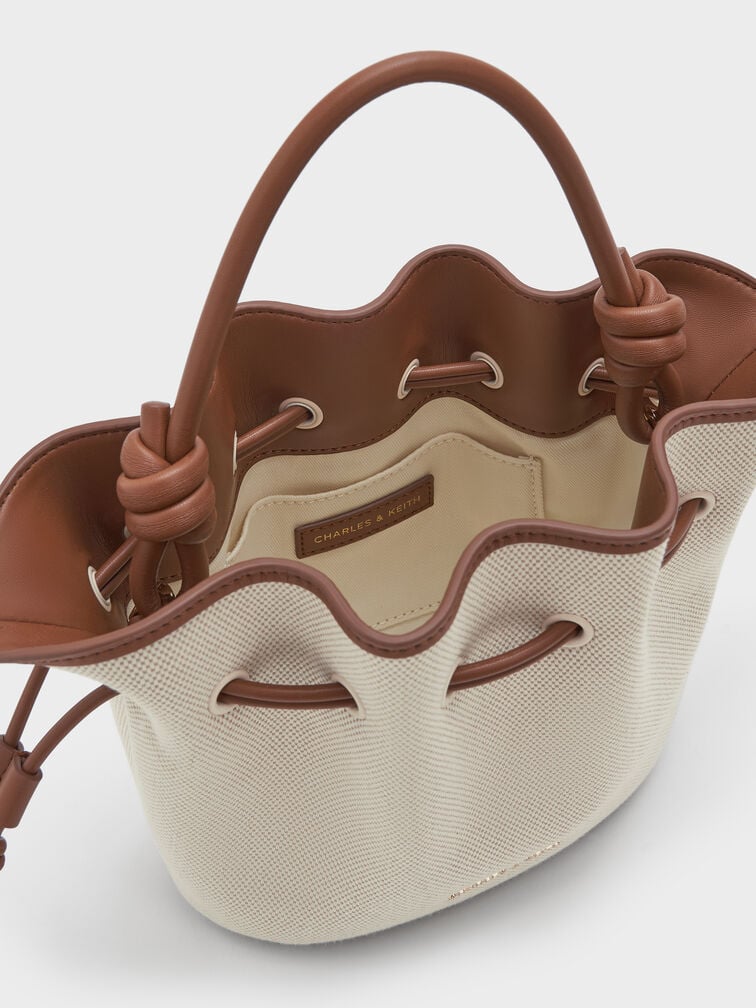 Sammie Canvas Drawstring Bucket Bag, Chocolate, hi-res