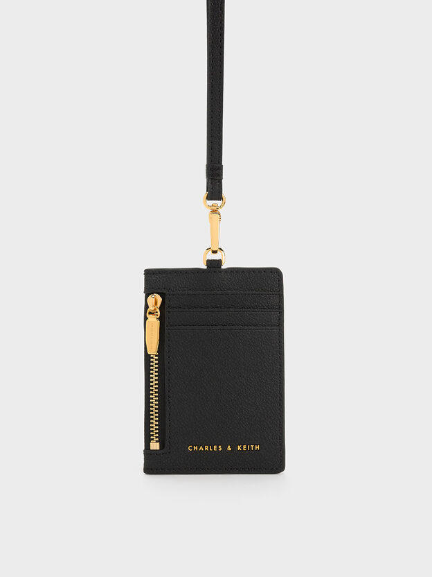 Twilia Card Holder With Lanyard, Black, hi-res