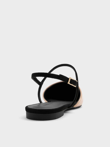 Luciana Patent Faux Suede Pointed Slingback Flats, Nude, hi-res