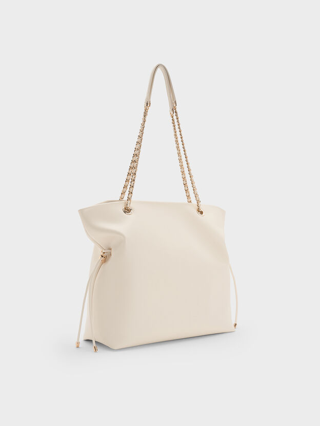 Arya Braided-Chain Tote Bag, Cream, hi-res