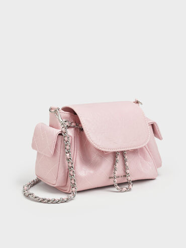 Duo Quilted Two-Way Front Flap Backpack, Cotton Candy Pink, hi-res