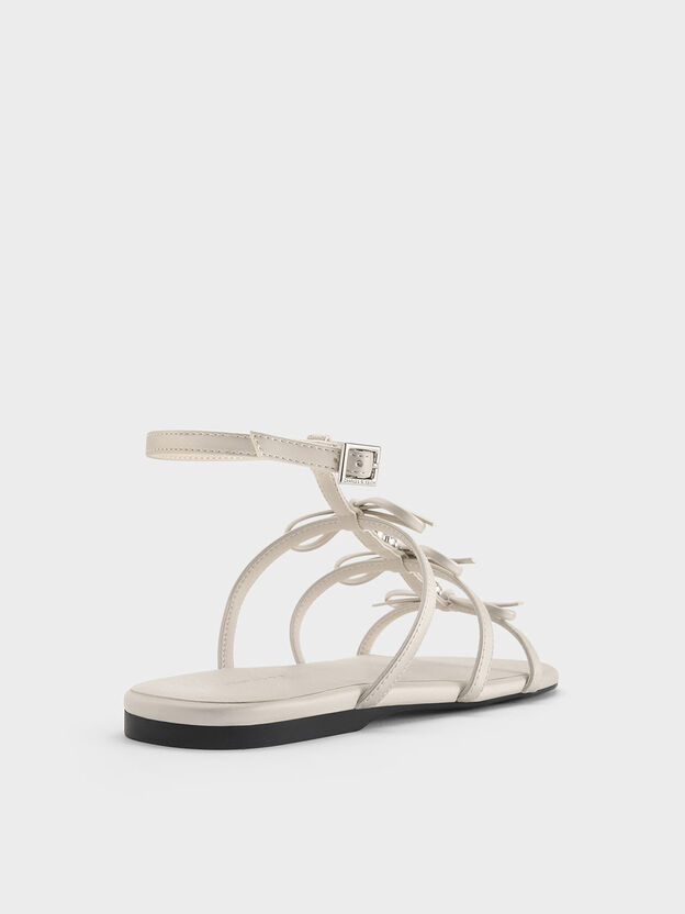 Gem-Embellished Bow T-Bar Sandals, White, hi-res