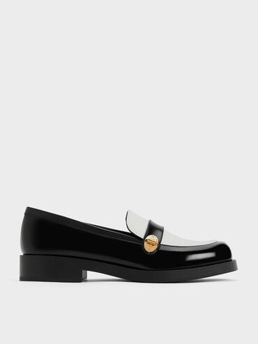 Hettie Two-Tone Metallic-Buckle Strap Loafers, Multi, hi-res