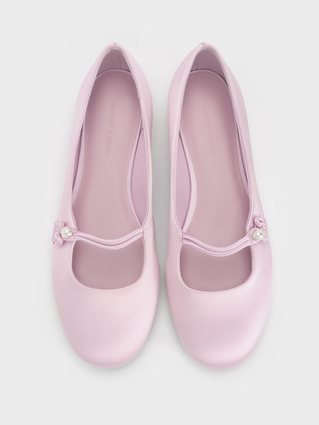 Orinda Knot-Pearl Mary Jane Flats, Light Pink, hi-res