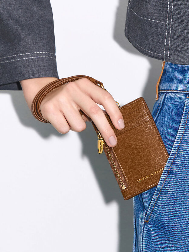 Twilia Card Holder With Lanyard, Chocolate, hi-res