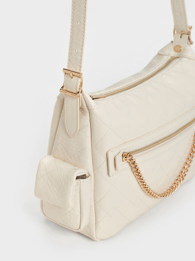 Duo Quilted Side-Pocket Shoulder Bag, Cream, hi-res