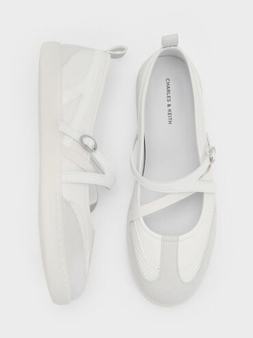 Tiggy Mesh Two-Tone Ballet Sneakers, White, hi-res