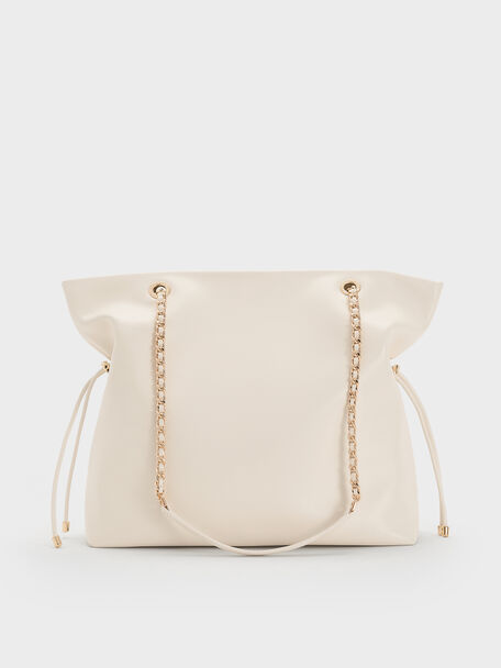 Arya Braided-Chain Tote Bag, Cream, hi-res