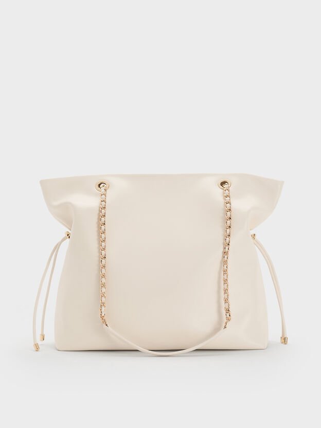 Arya Braided-Chain Tote Bag, Cream, hi-res