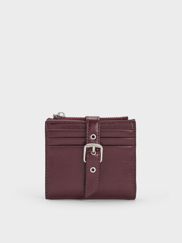 Blaise Grommet-Belt Top-Zip Small Wallet, Wineberry Red, hi-res