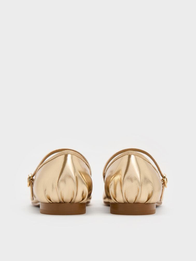 Emiko Metallic Bow Mary Jane Flats, Light Gold, hi-res