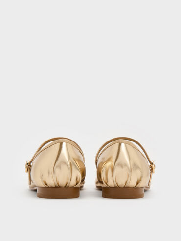Emiko Metallic Bow Mary Jane Flats, Light Gold, hi-res