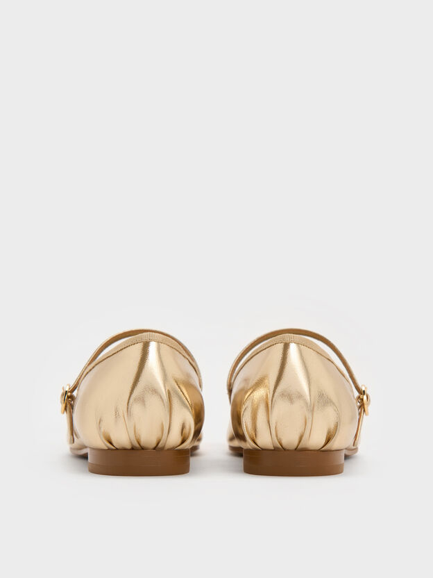 Emiko Metallic Bow Mary Jane Flats, Light Gold, hi-res