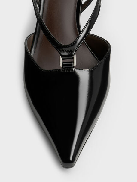 V-Strap Slingback Pumps, Black Box, hi-res