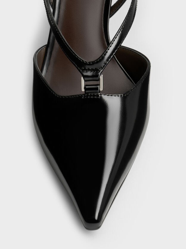 V-Strap Slingback Pumps, Black Box, hi-res