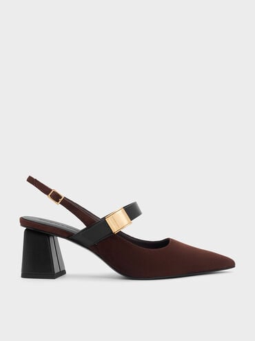 Yvette Faux Suede Mary Jane Slingback Pumps, Dark Brown, hi-res