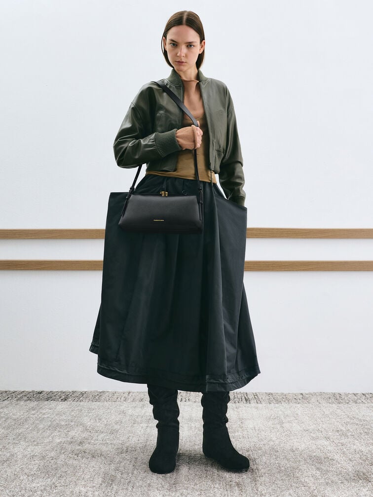 Deyna Double-Strap Shoulder Bag, Black, hi-res