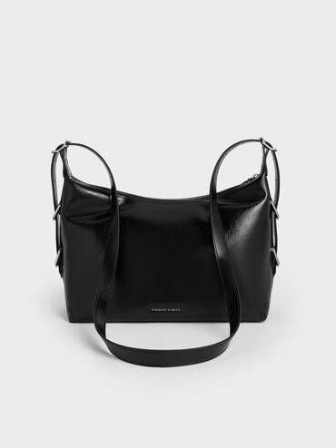 Bryna Belted Hobo Bag, Noir, hi-res