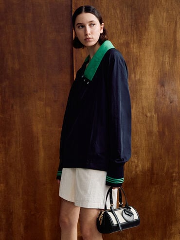 Enola Canvas Two-Tone Bowling Bag, Black, hi-res