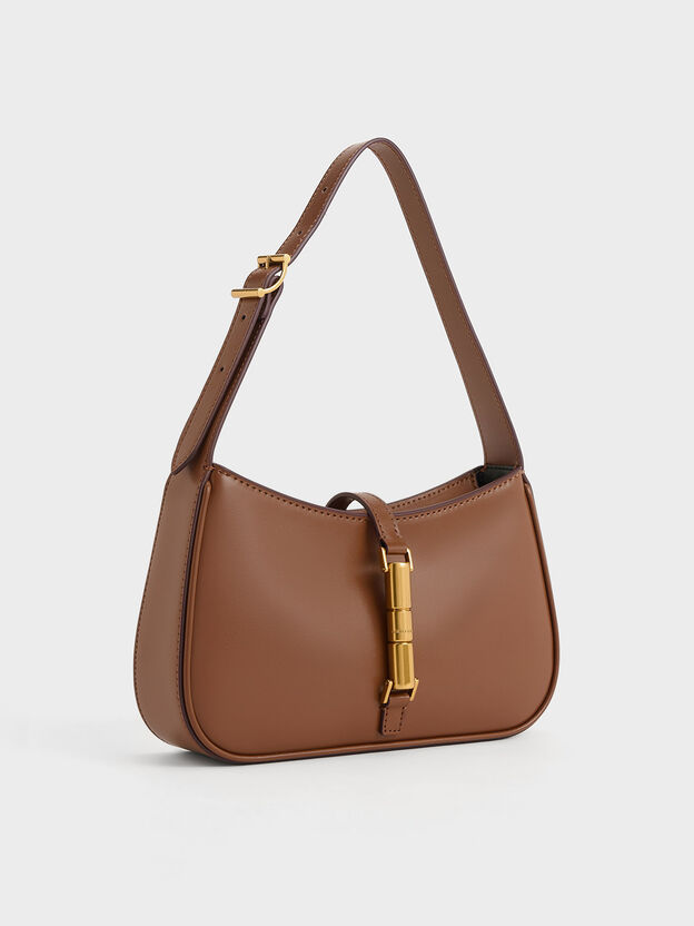 Cesia Metallic-Accent Shoulder Bag, Chocolate, hi-res