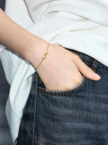 Paige Ribbon Bracelet, Brush Gold, hi-res