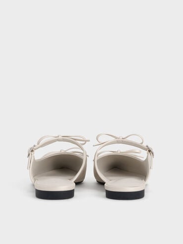 Double-Bow Pointed-Toe Mules, White, hi-res