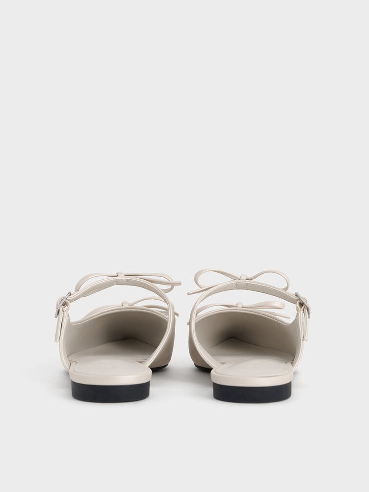 Double-Bow Pointed-Toe Mules, White, hi-res