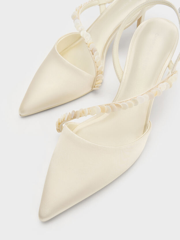 Briella Sequinned Slingback Pumps, Cream, hi-res