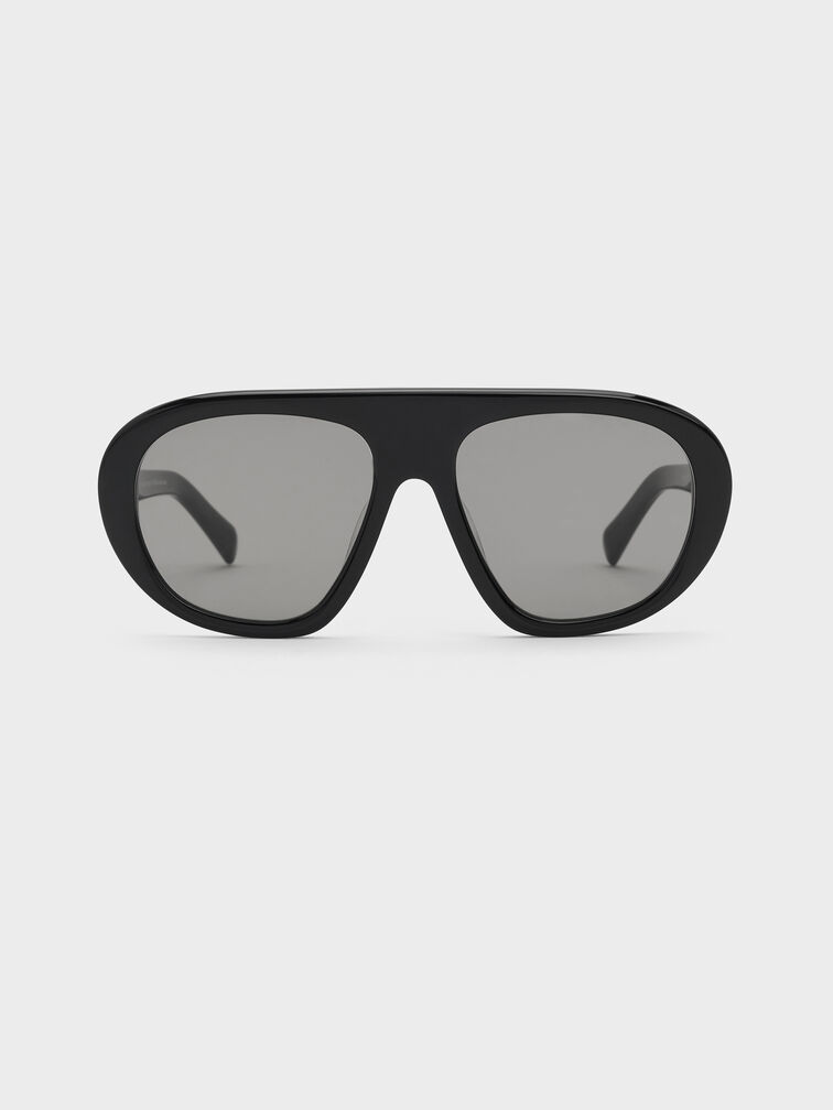 Ramone Aviator Sunglasses, Black, hi-res