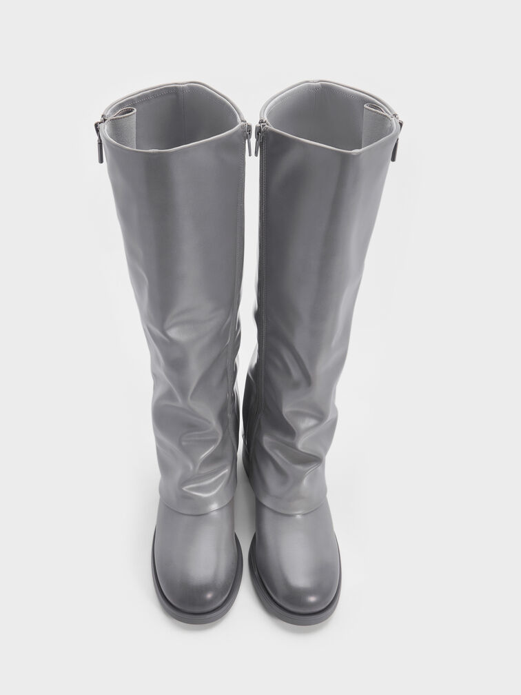 Louise Burnished Knee-High Boots, Light Grey, hi-res