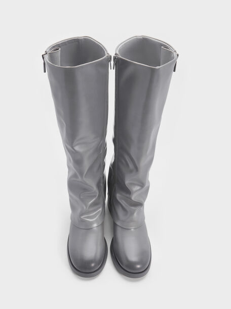 Louise Burnished Knee-High Boots, Light Grey, hi-res