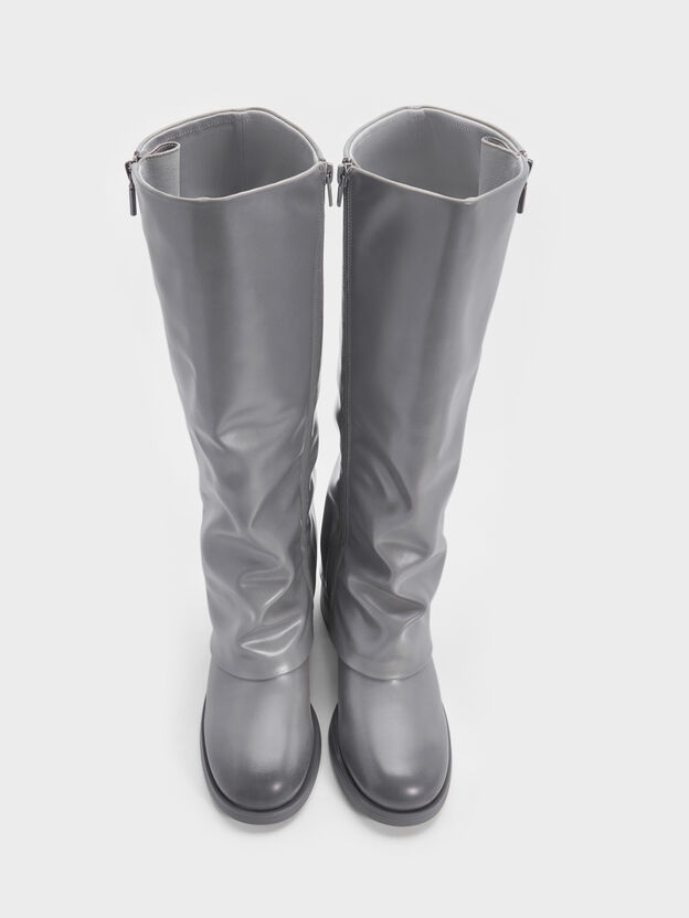 Louise Burnished Knee-High Boots, Light Grey, hi-res