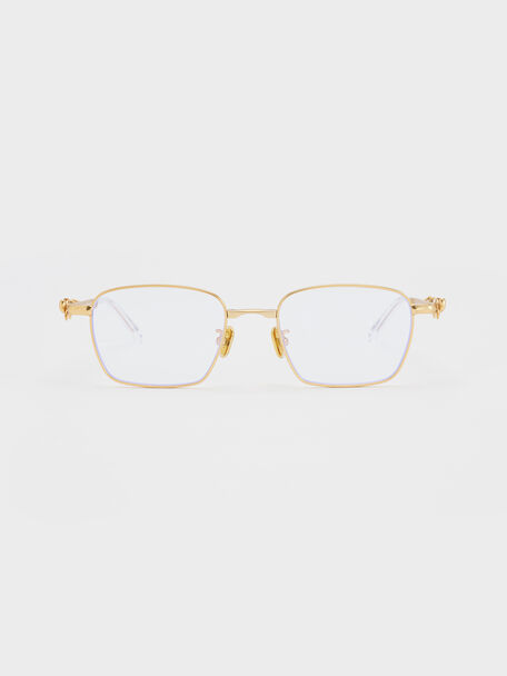 Paige Clear Rectangular Sunglasses, Brush Gold, hi-res