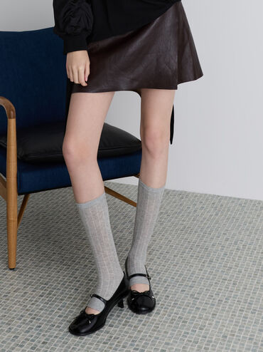 Wendy Bow Kitten-Heel Mary Jane Pumps, Black Box, hi-res