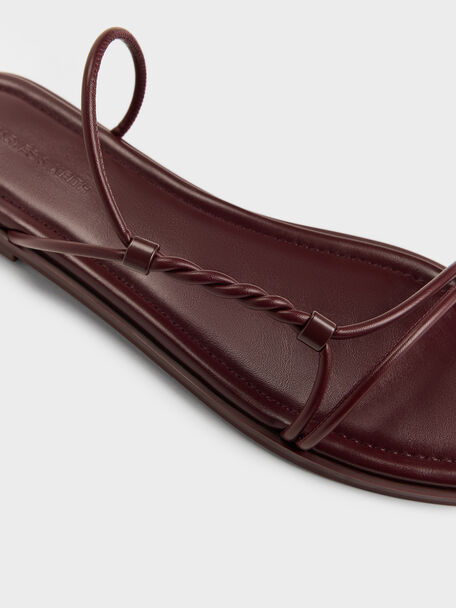 Fianna Twist-Strap Slide Sandals, Burgundy, hi-res