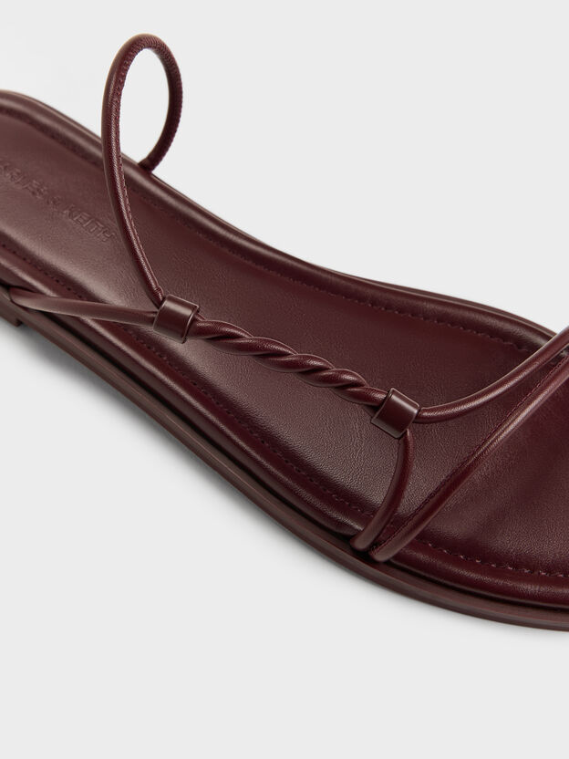 Fianna Twist-Strap Slide Sandals, Burgundy, hi-res