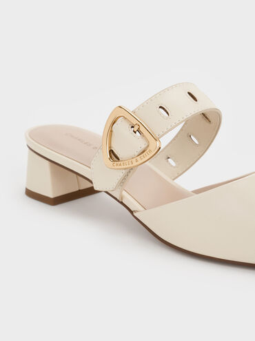 Sepphe Cut-Out Heeled Mules, Cream, hi-res
