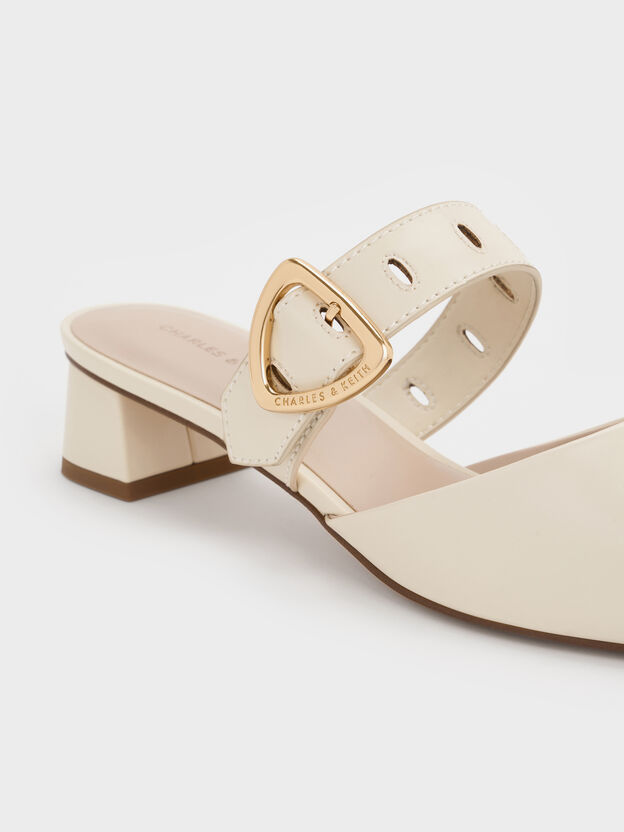 Sepphe Buckle-Strap Heeled Mules, Cream, hi-res
