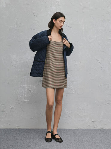 Studded Cut-Out Mary Jane Flats, Black, hi-res