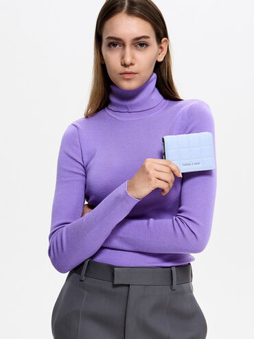 Cassia Quilted Mini Wallet, Light Blue, hi-res