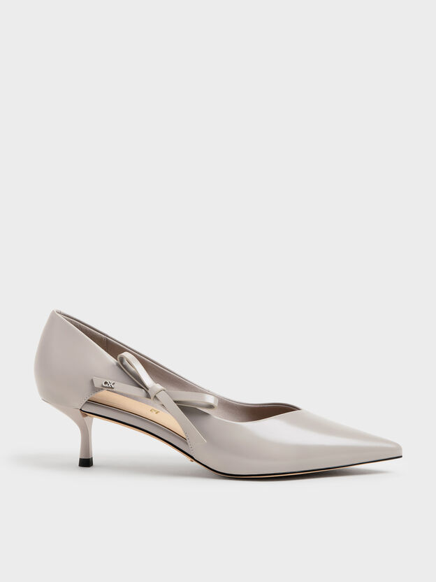 Anastasia Leather Kitten Heels, Grey, hi-res