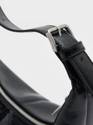 Bessie Side-Pocket Hobo Bag, Noir, hi-res