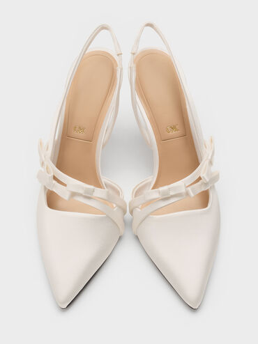 Jessy Bow Slingback Pumps, White, hi-res