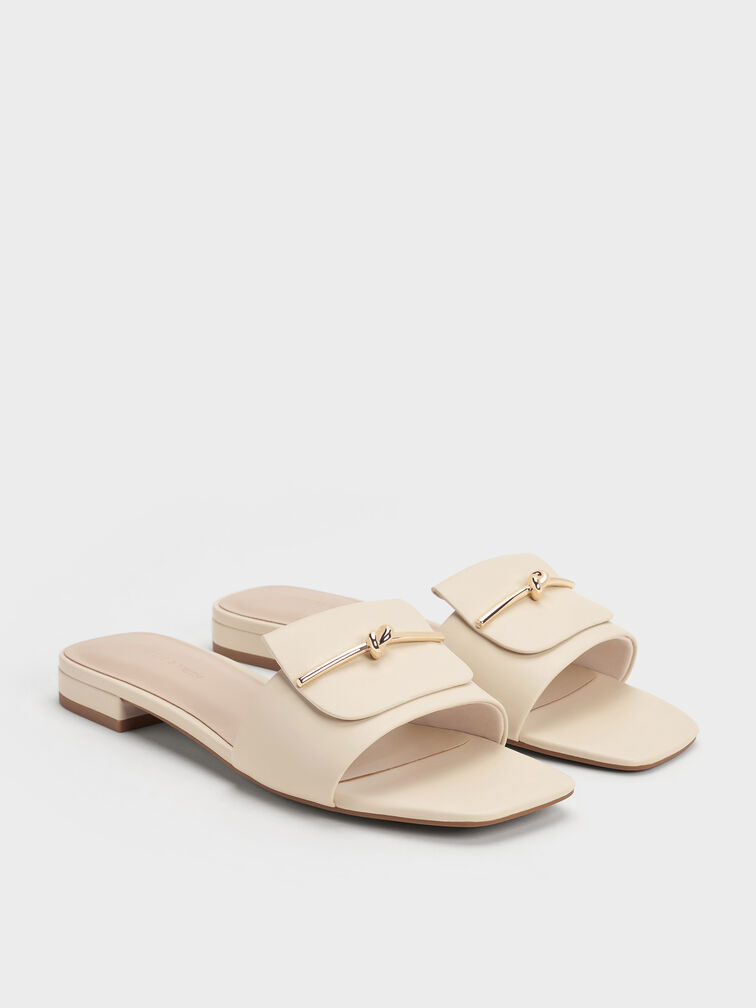 Knotted Accent Slide Sandals, Chalk, hi-res