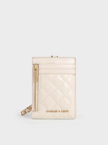 Wisteria Quilted Braided-Strap Card Holder, Cream, hi-res