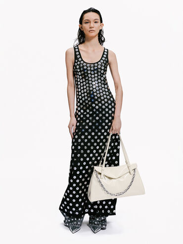 Andromeda Chunky-Chain Trapeze Tote Bag, Cream, hi-res