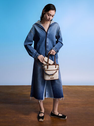 Addison Canvas Knotted-Rope Reversible Tote Bag, Taupe Canvas, hi-res