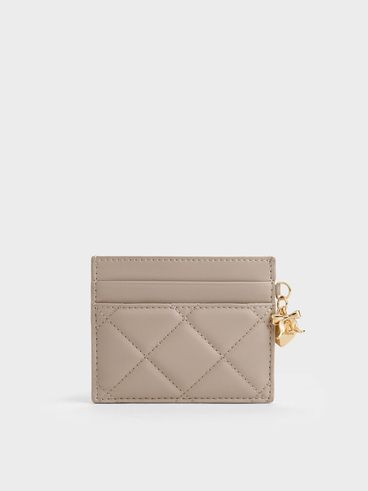 Arrietty Quilted Card Holder, Taupe, hi-res