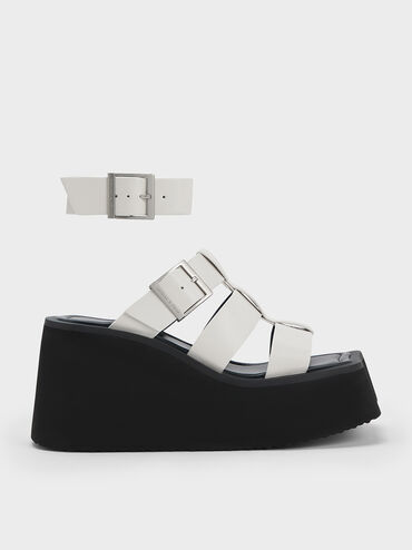 IIsa Flatform Gladiator Sandals, White, hi-res